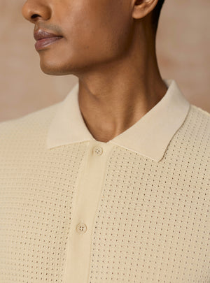 Misty Off-White Pointelle Cotton Blend Shirt