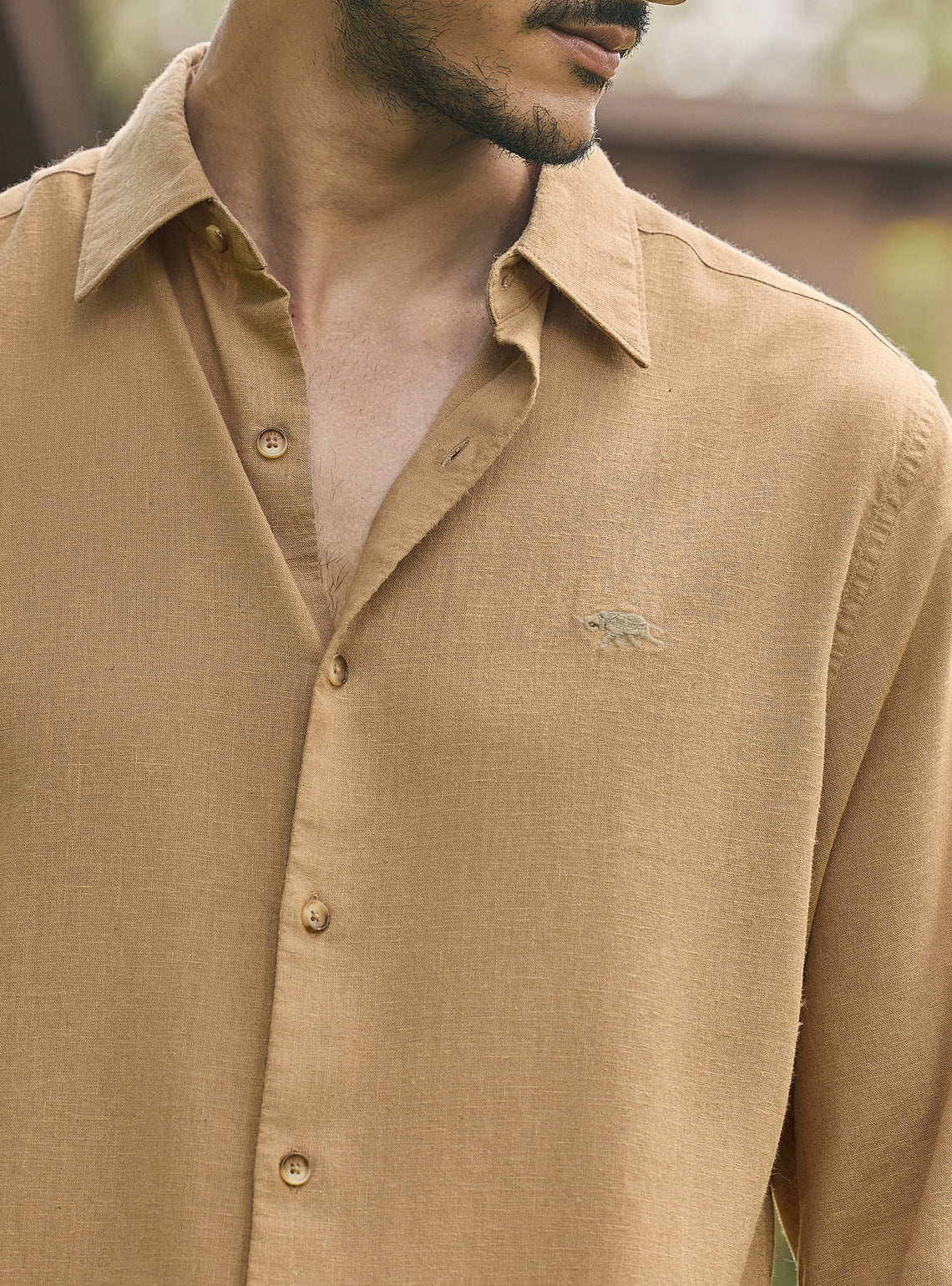 Patina Brown Lyocell Linen Shirt