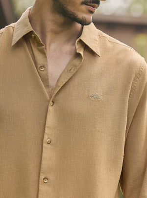 Patina Brown Lyocell Linen Shirt
