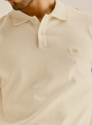 Bodrum Off-White Cotton Knit Polo