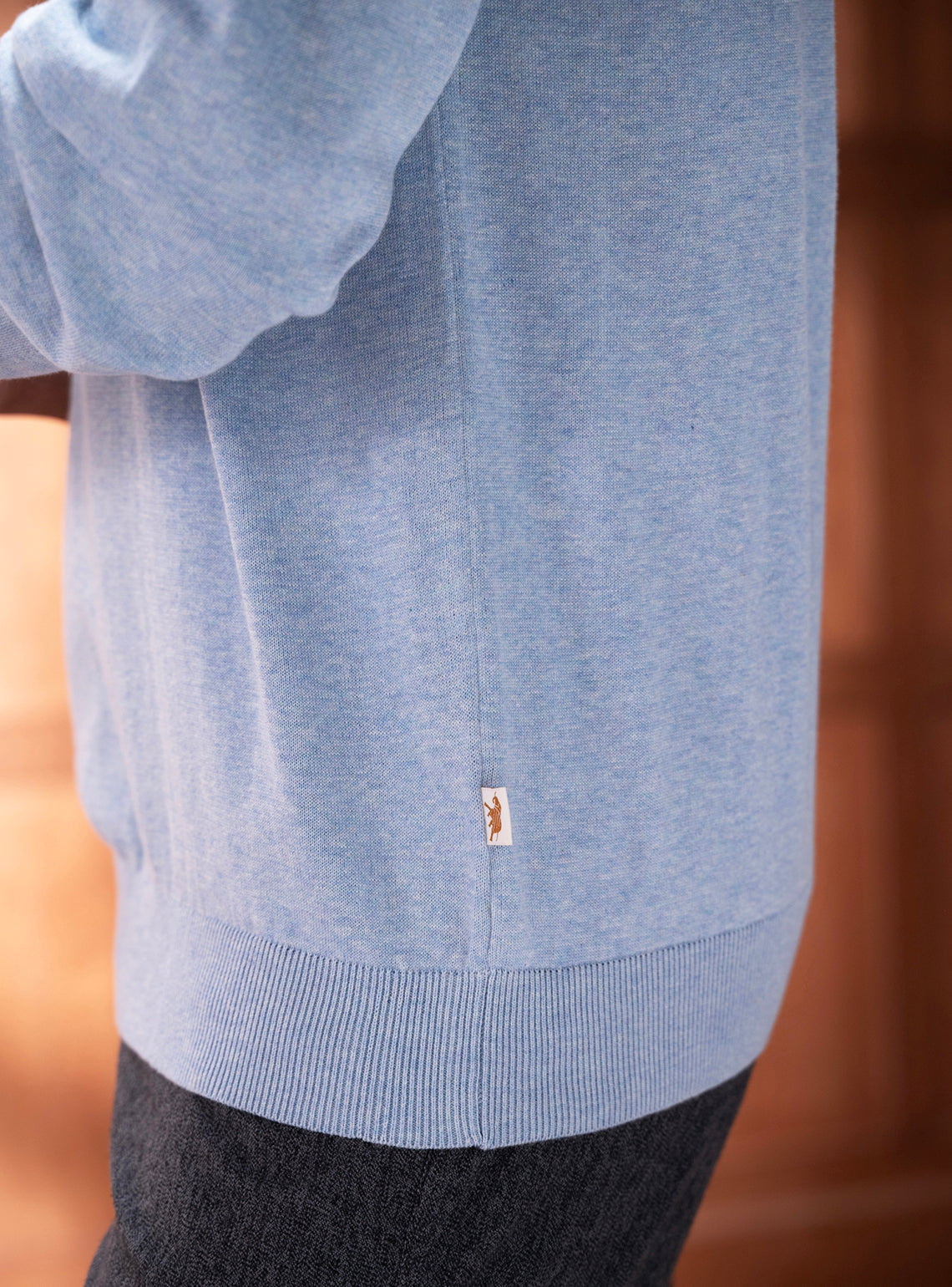 Cove Blue Cotton Melange Pullover