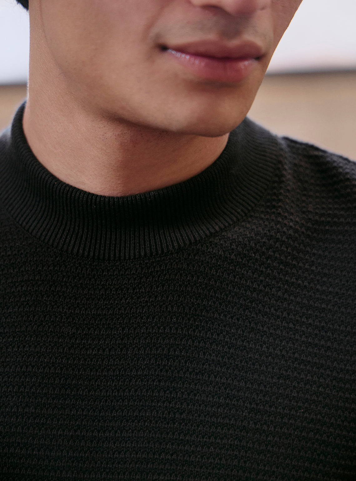 Onyx Black Cotton Wool Pullover