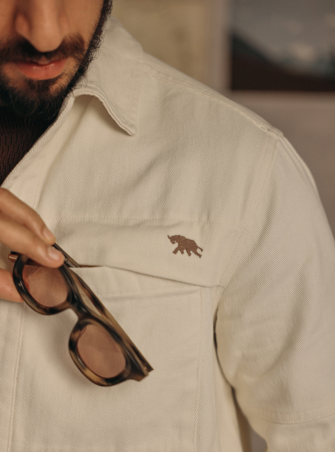 Malta Off White Cotton Overshirt