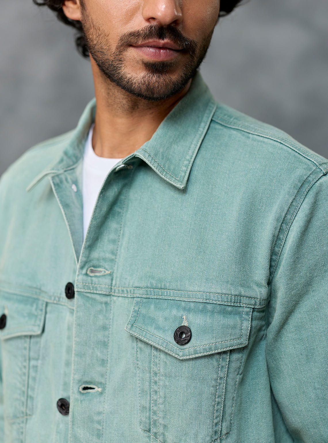 Club Green Cotton Blend Denim Jacket