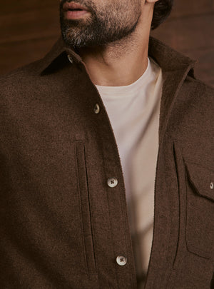 Woodland Brown Poly Blend Terry Overshirt