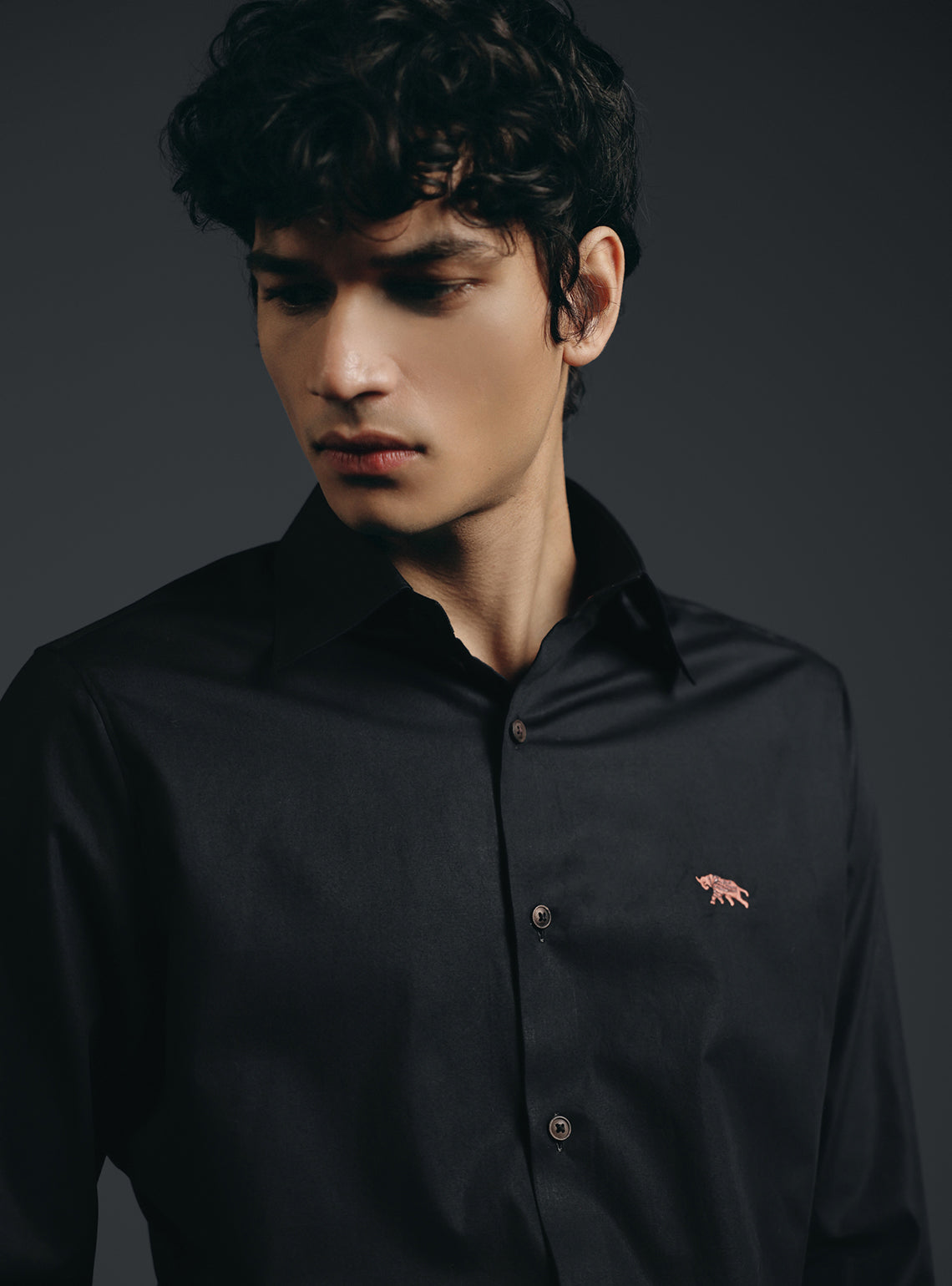 Shadow Black Cotton Evening Shirt
