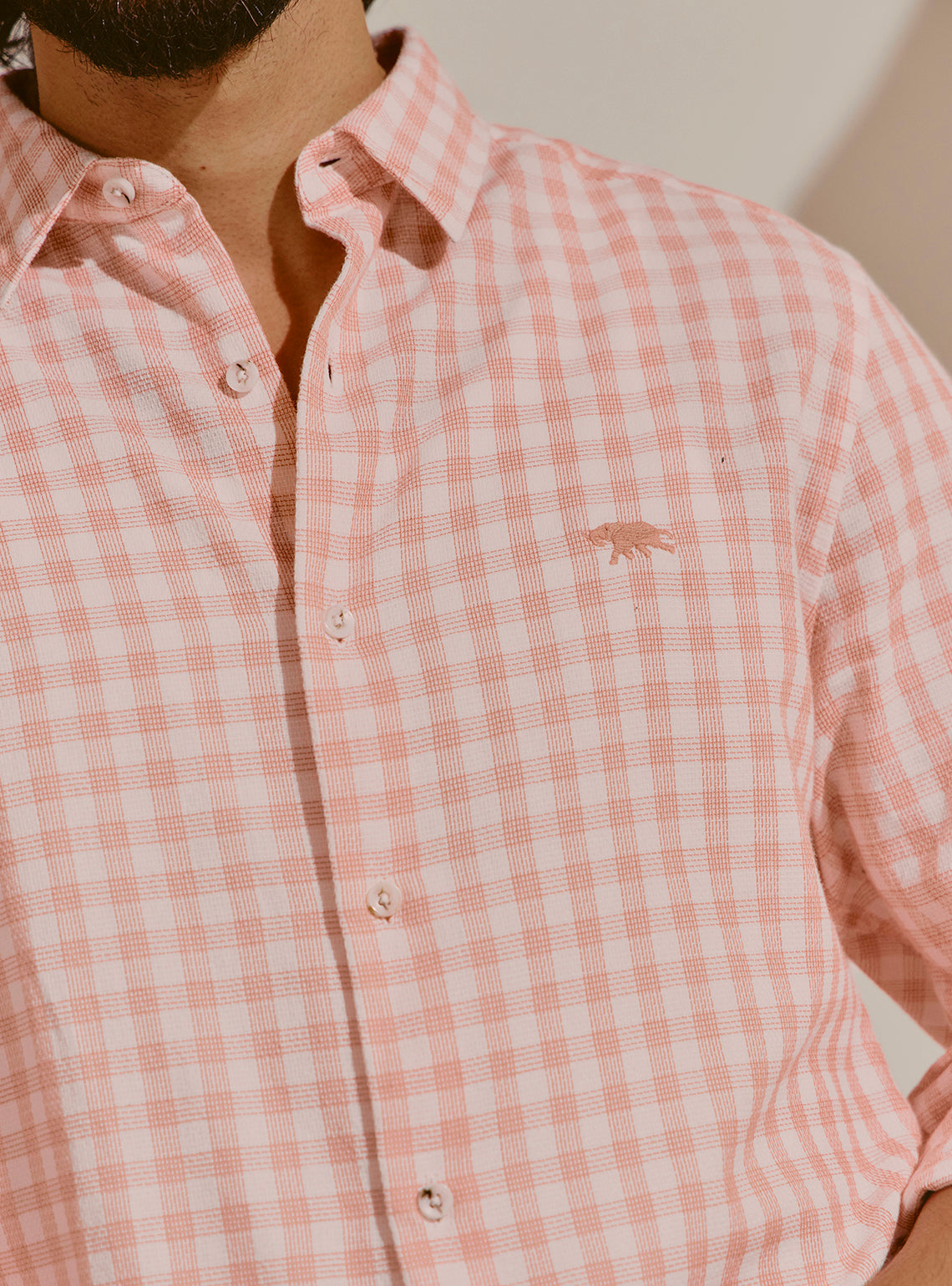 Nerja Orange Cotton Check Shirt