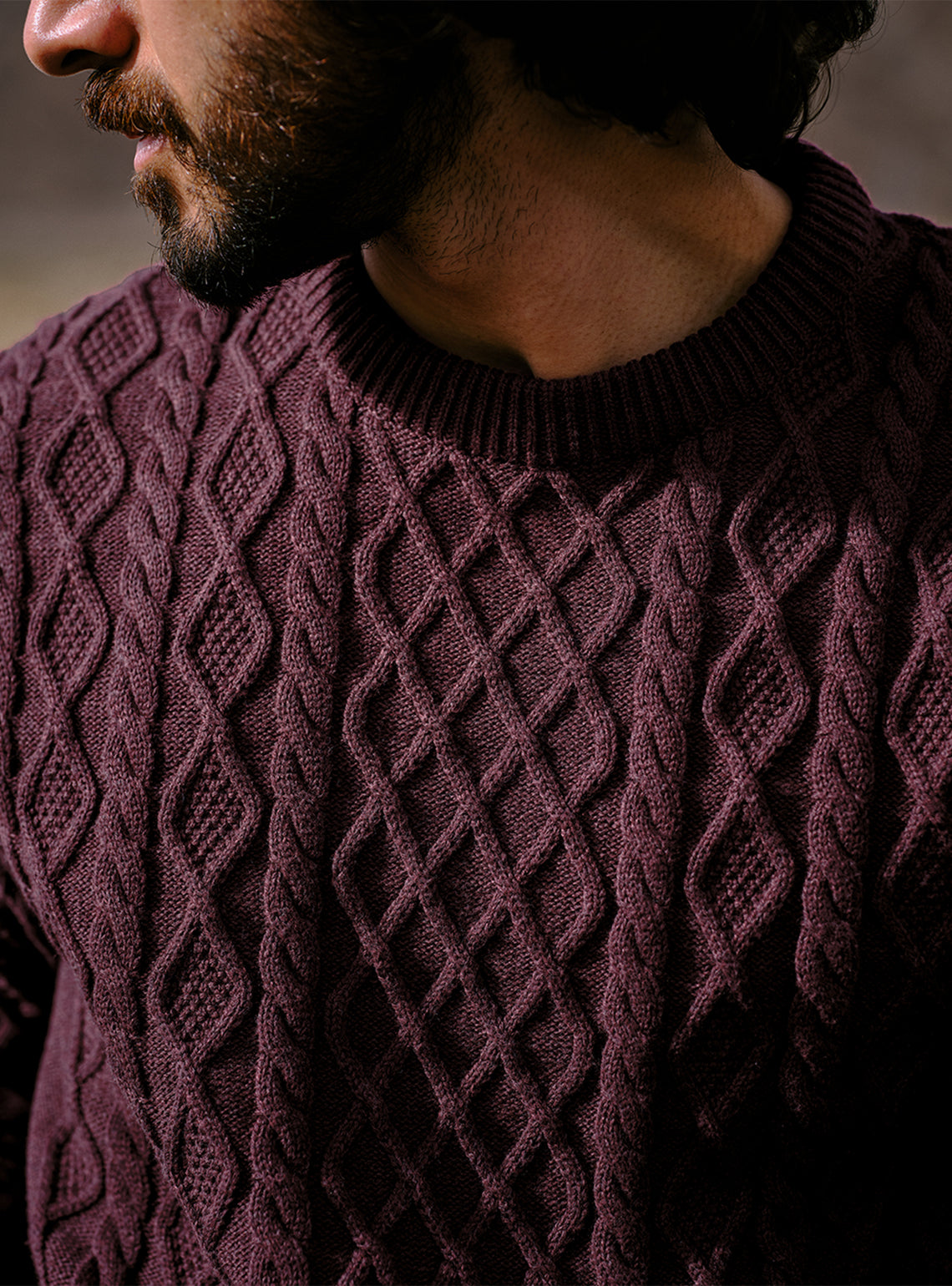 Vintage Burgundy Cotton Melange Pullover