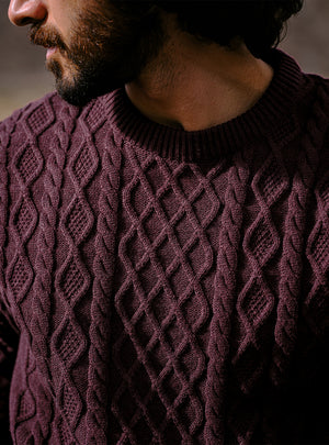 Vintage Burgundy Cotton Melange Pullover
