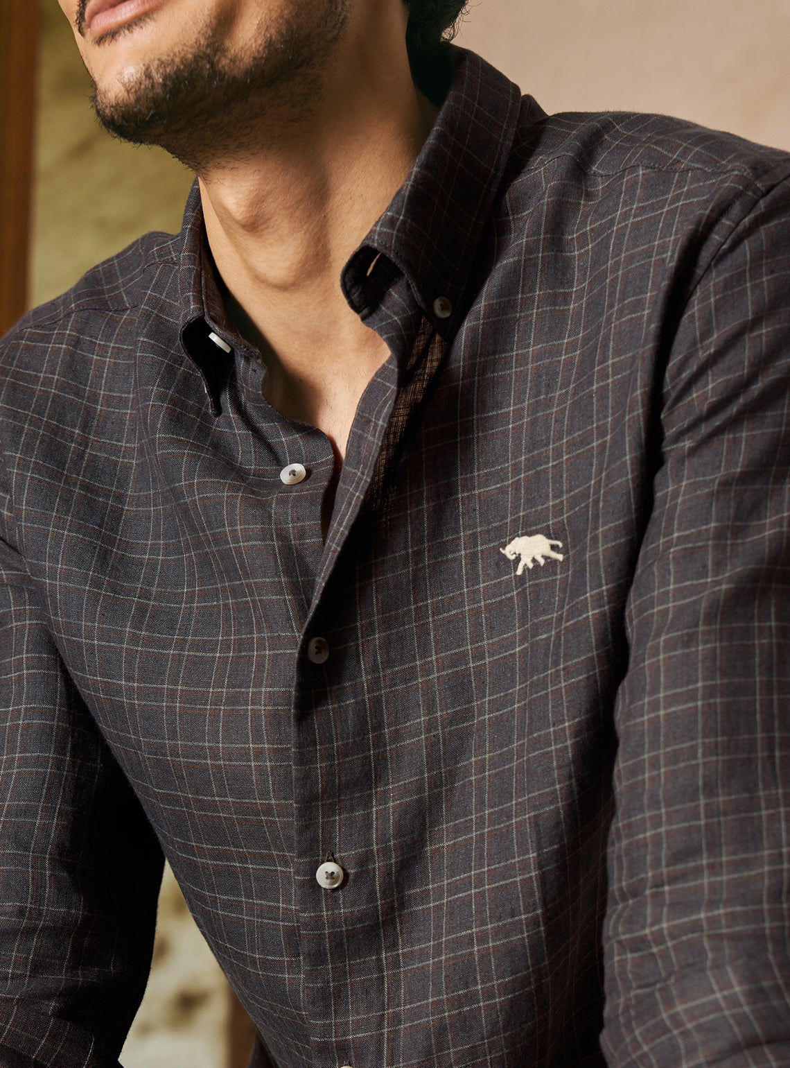 Matrix Grey Check Linen Shirt