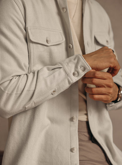 Ash Grey Cotton Herringbone Overshirt