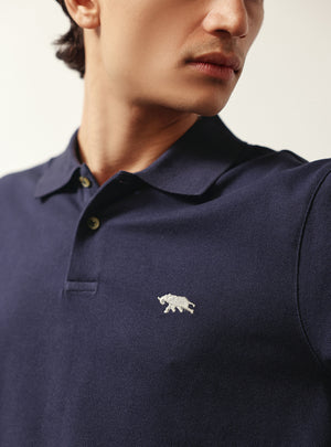 Zodiac Navy Cotton Stretch Pique Polo