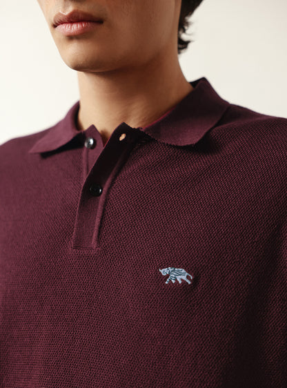 Wineberry Burgundy Cotton Viscose Polo