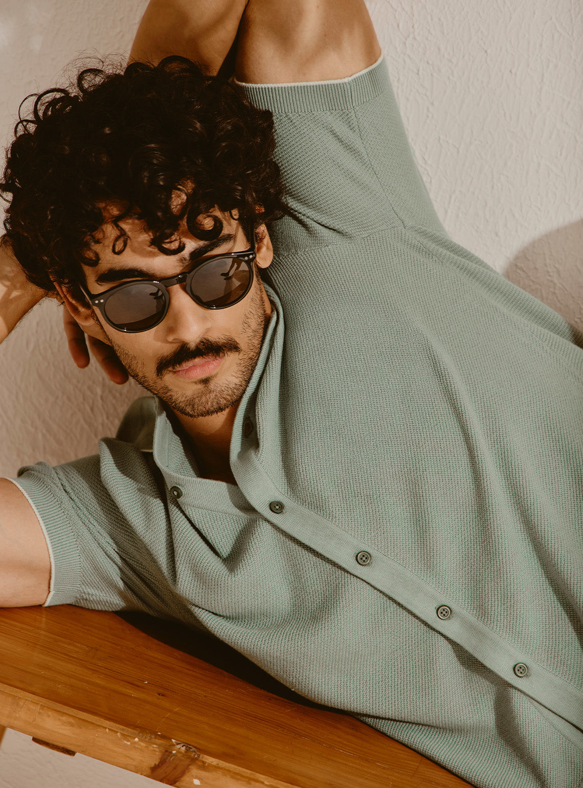 Valencia Green Cotton Knit Shirt