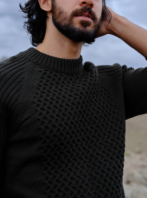 Eclipse Black Cotton Melange Pullover