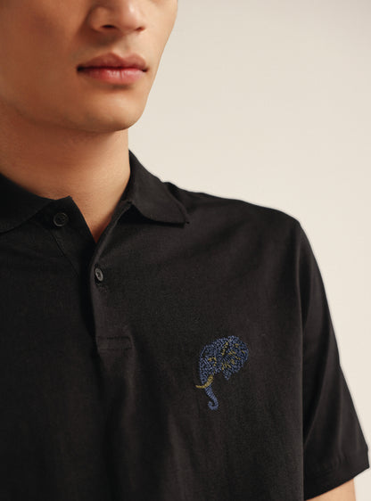 Pitch Black Compact Cotton Polo