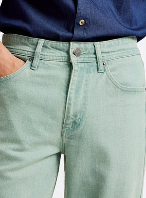 Opal Green Cotton Blend Jeans