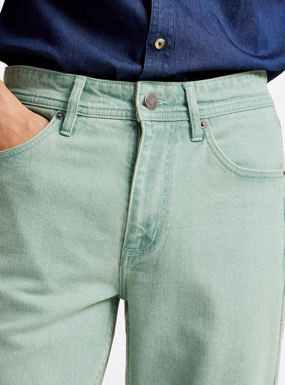 Opal Green Cotton Blend Jeans