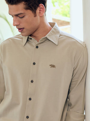 Quill Grey Cotton Stretch Pique Shirt