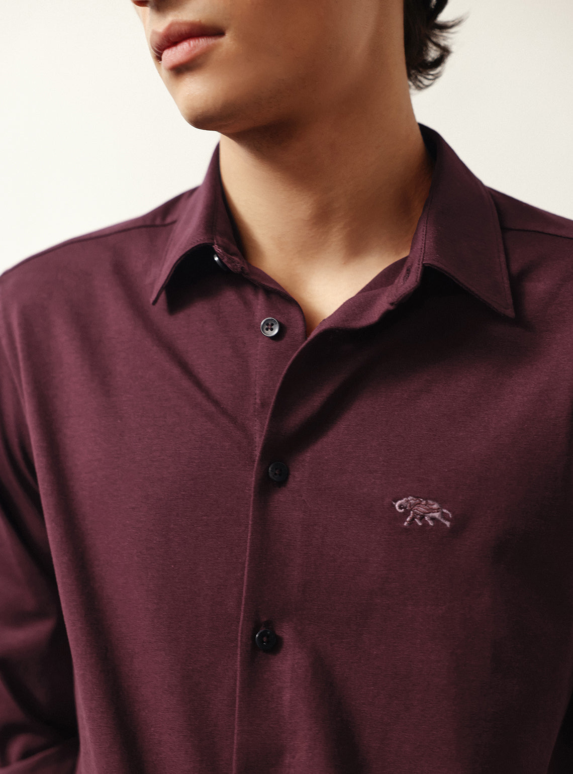 Wineberry Burgundy Cotton Knit Shirt