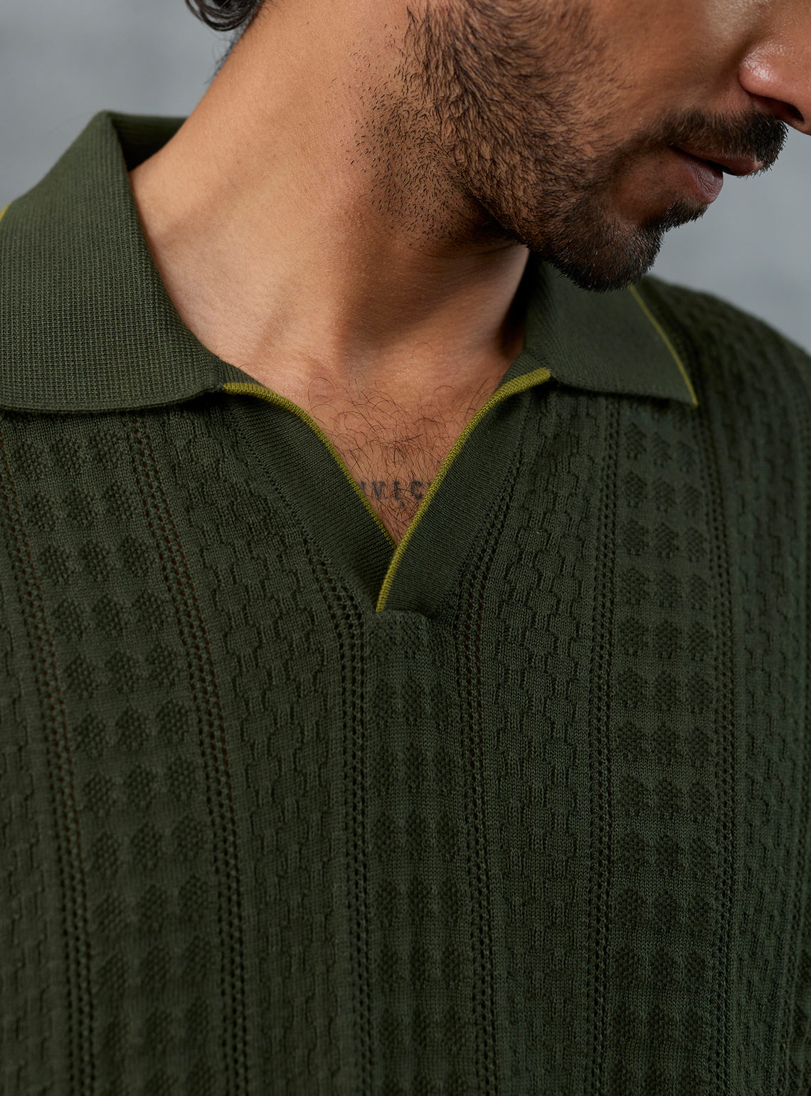 Gambit Olive Textured Cotton Polo