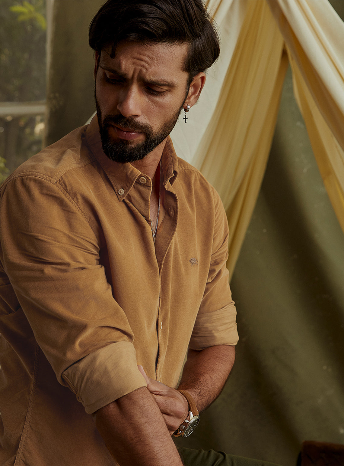 Corbett Sand Corduroy Shirt