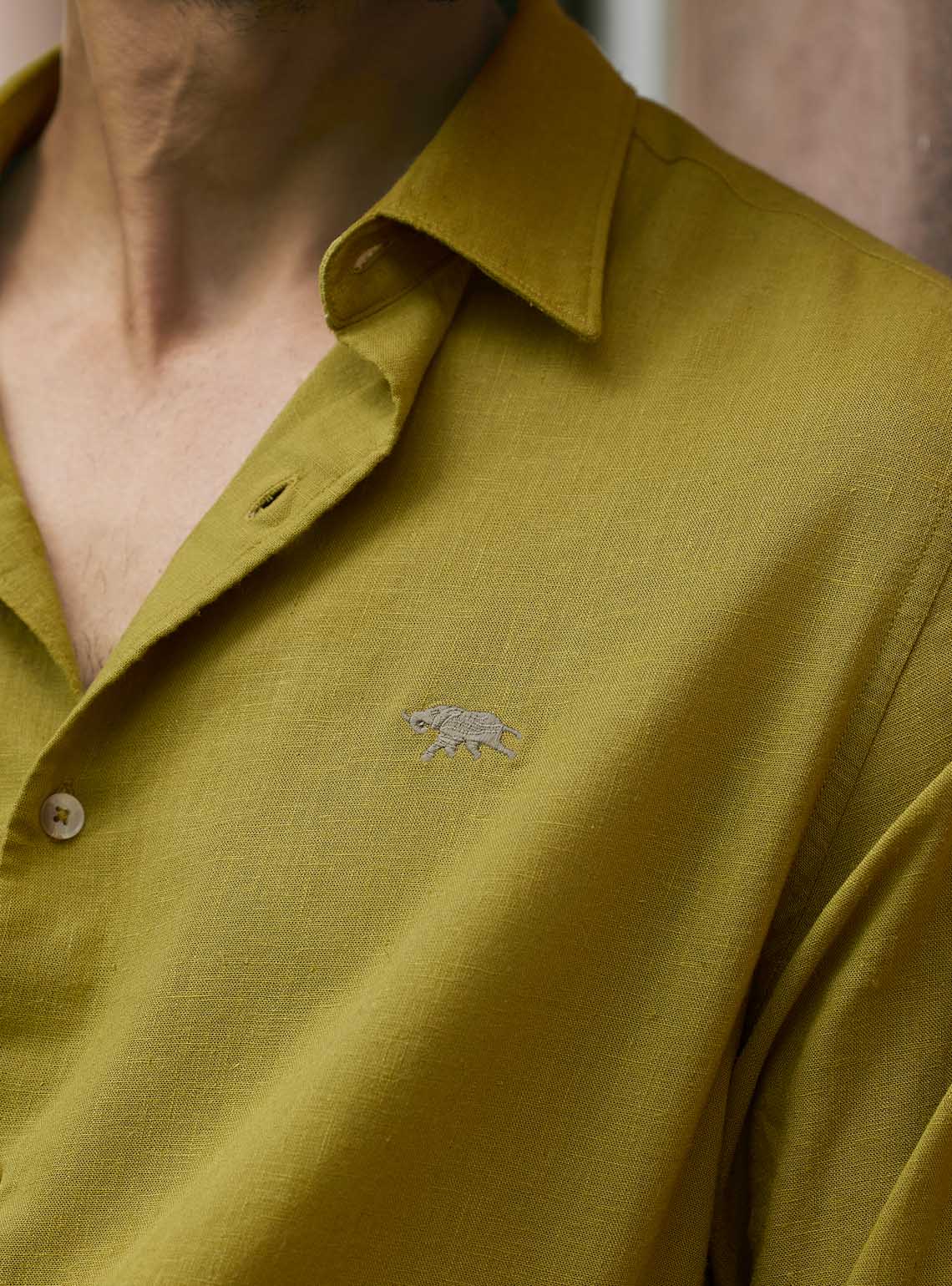 Moss Olive Lyocell Linen Shirt