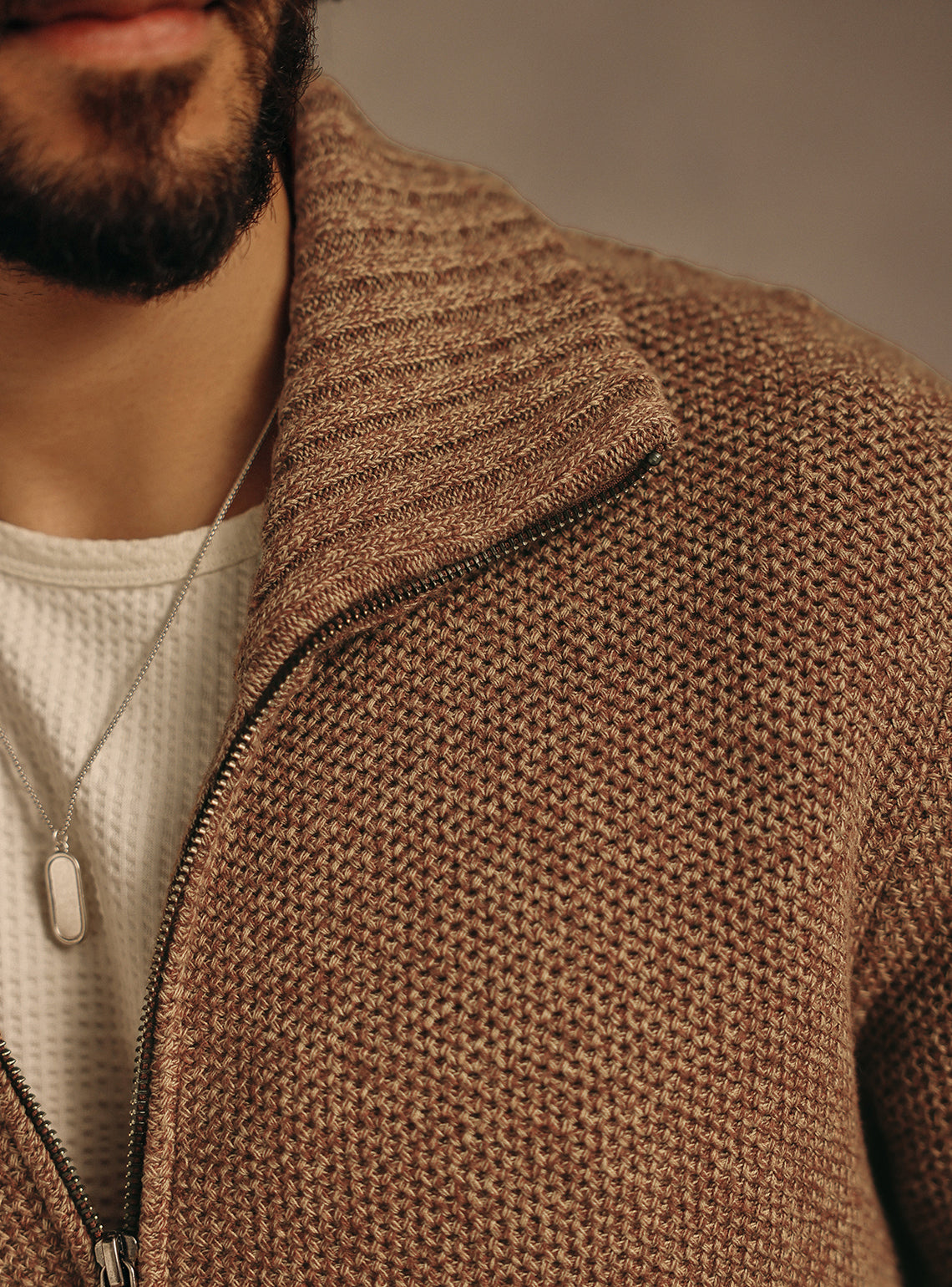 Copper Brown Cotton Melange Bomber Jacket