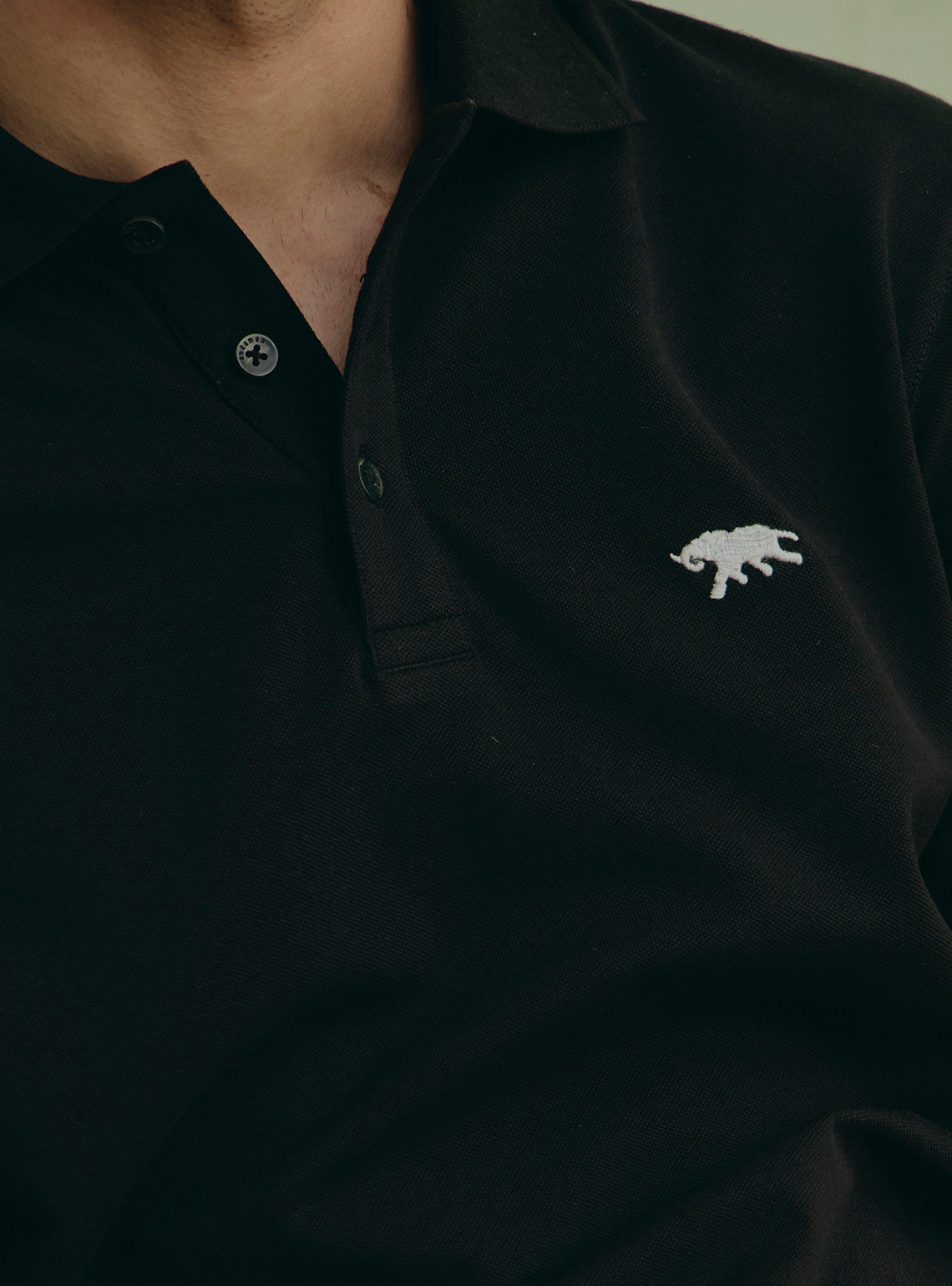 Indigoferra Black Cotton Pique Polo