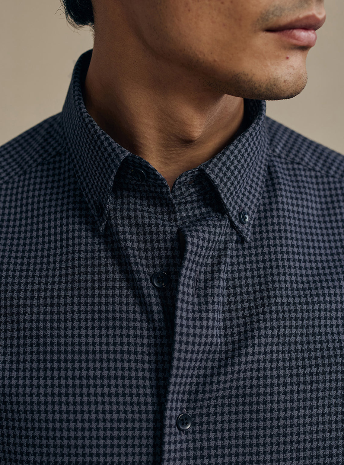 Ink Black Houndstooth Dobby Cotton Shirt