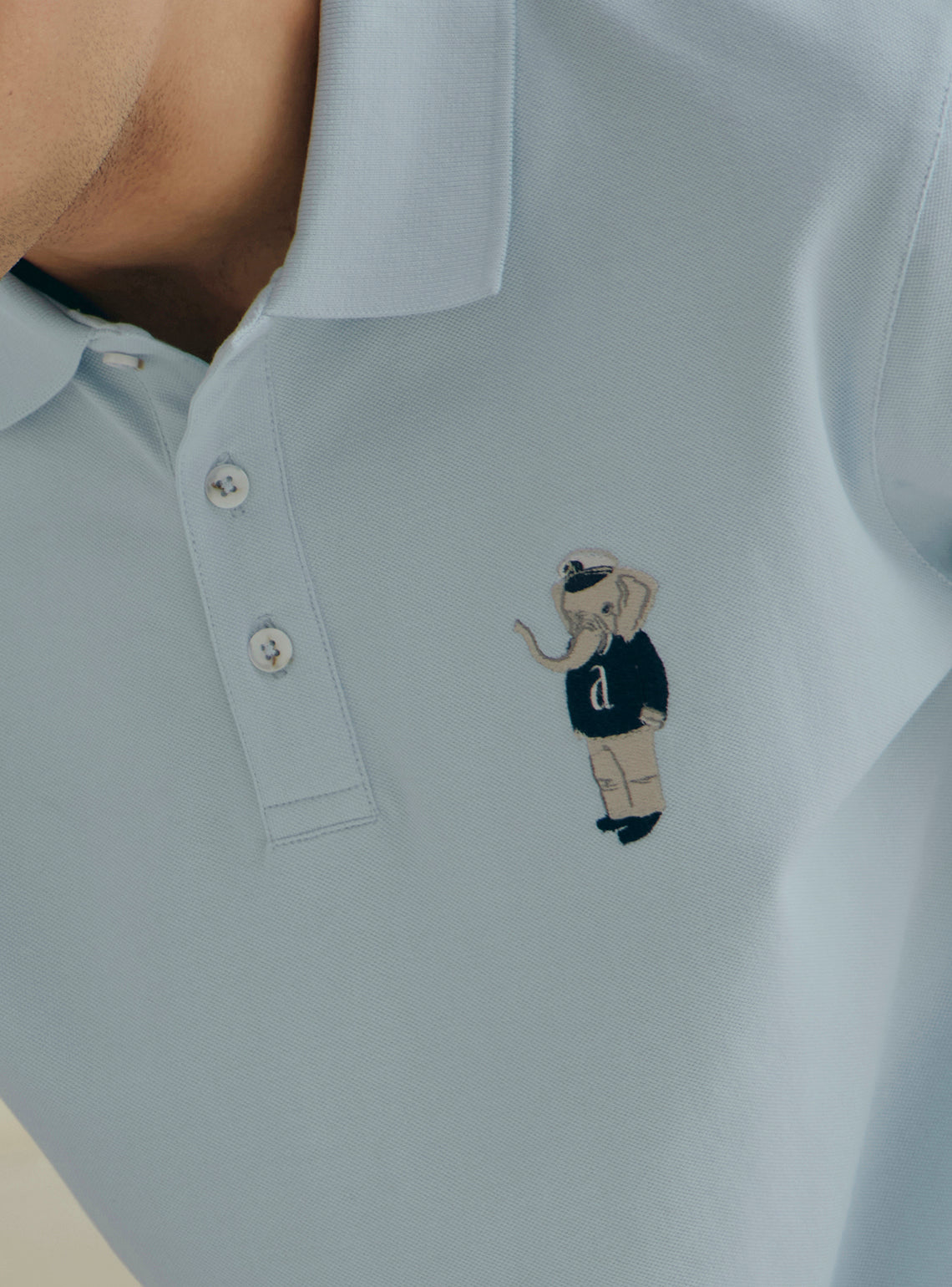 Hydrangea Blue Cotton Pique Polo