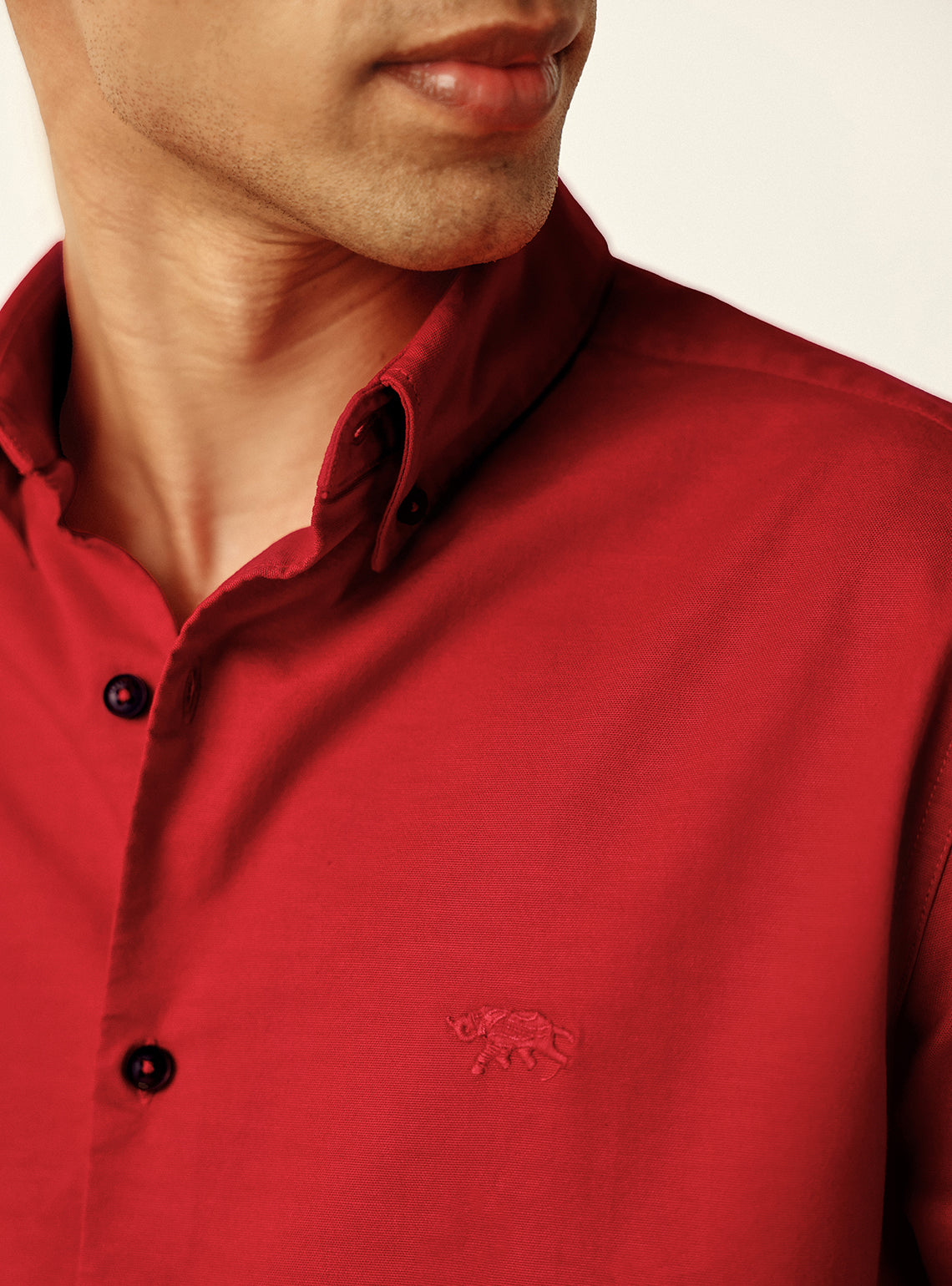 Seasoned Deep Red Cotton Oxford Shirt