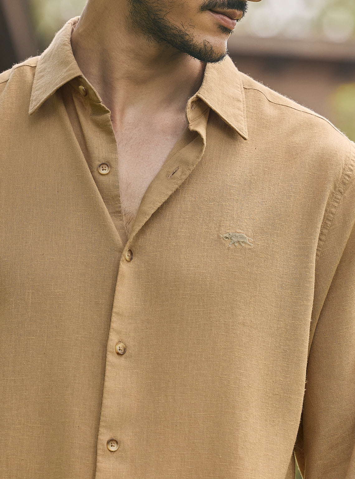 Patina Brown Lyocell Linen Shirt