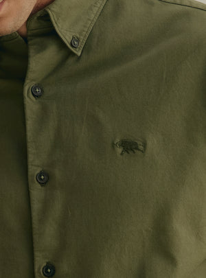 Arugula Olive Cotton Stretch Oxford Shirt