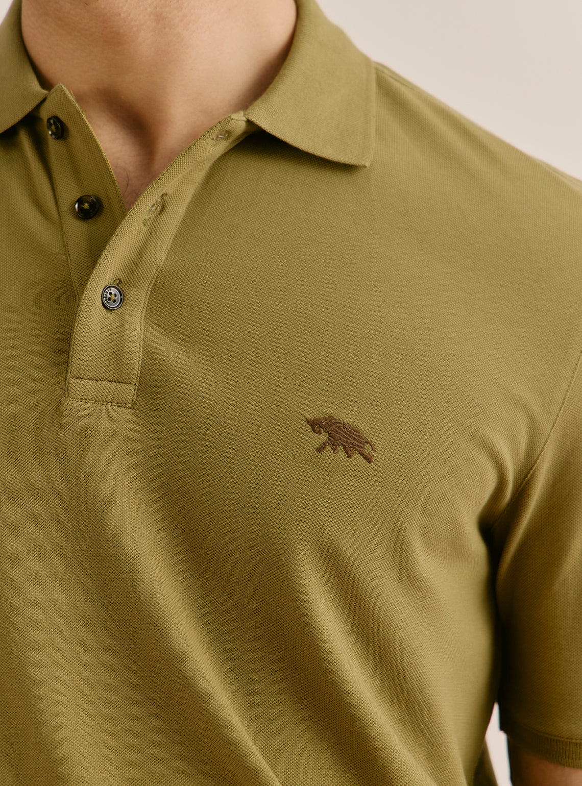 Matcha Olive Cotton Stretch Pique Polo