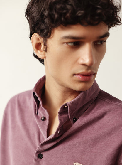 Mauve Pink Cotton Tencel Corduroy Shirt