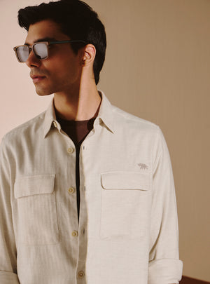 Cloud Beige Cotton Melange Overshirt