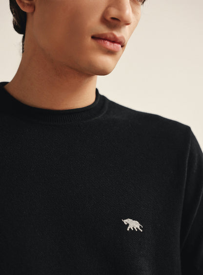 Obsidian Black Cotton Honeycomb Tee