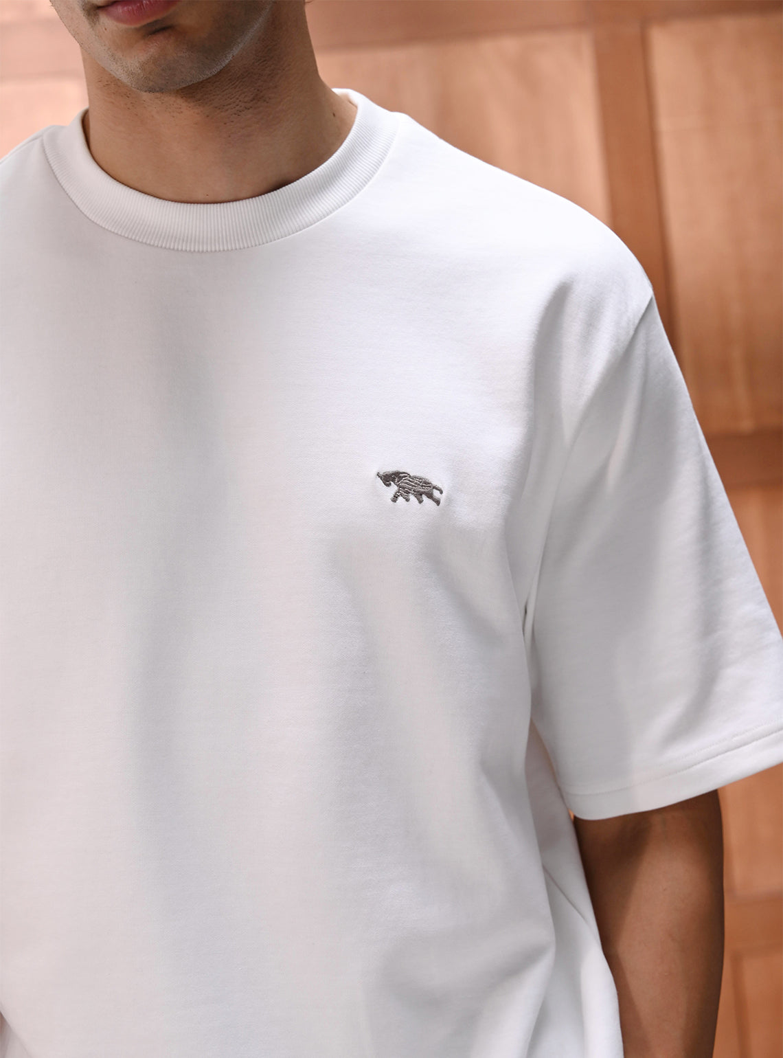 Quartz White Cotton Blend Crew