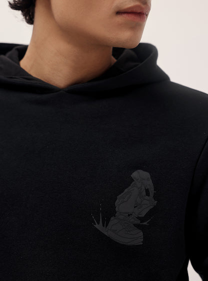 Vulcan Black Cotton Blend Hoodie