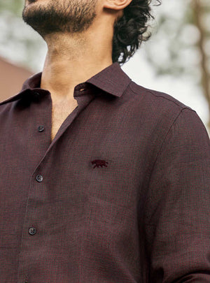 Inferno Black Check European Linen Shirt