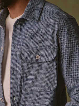 Glacier Blue Poly Stretch Fleece Overshirt