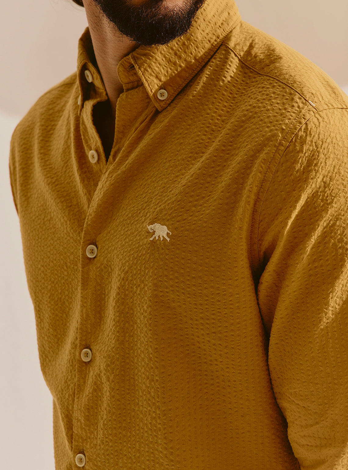 Elafonissi Mustard Seersucker Shirt