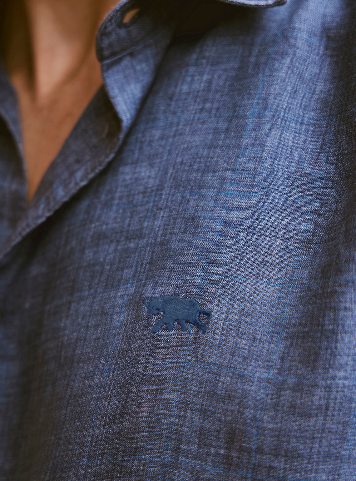 Port Navy Linen Check Shirt