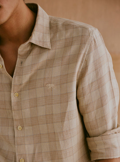 Malta Khaki Check Linen Shirt