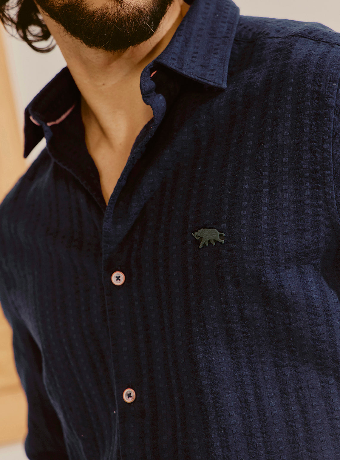 Sorrento Navy Cotton Shirt
