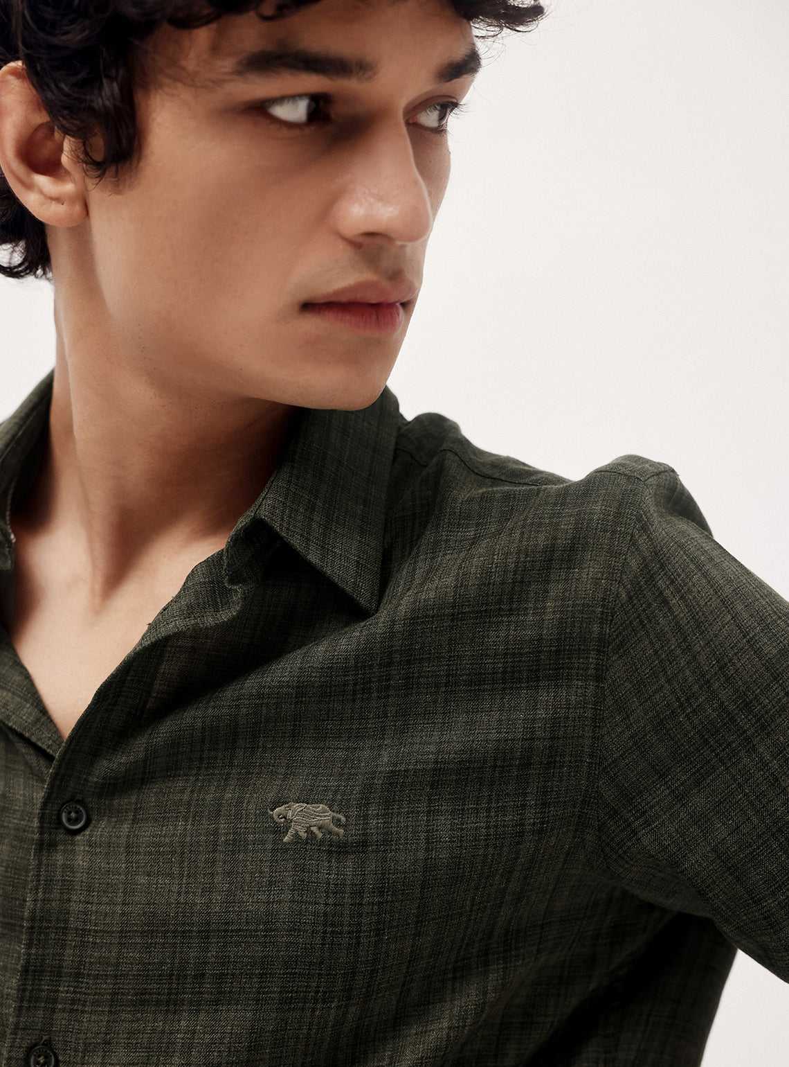 Night Olive Cotton Melange Shirt