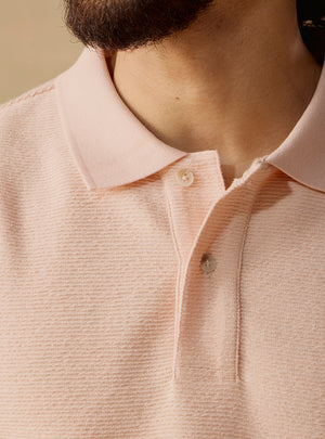 Dawn Pink Cotton Blend Jaquard Polo