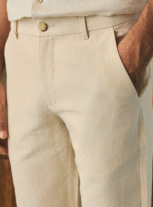 Dune Beige Linen Stripe Trousers