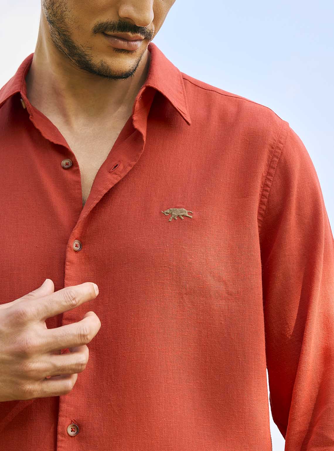 Dusk Orange Lyocell Linen Shirt